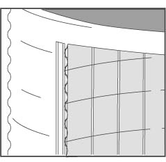 Schéma de la tringle avec lanières PVC.
